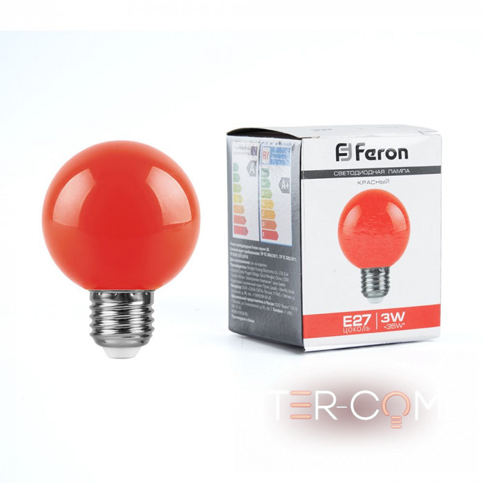 Лампа светодиодная Feron LB-371 Шар E27 3W красный